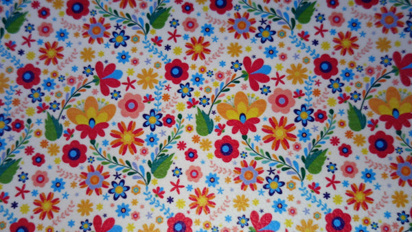 "Colorful Florals" Textured Faux Leather Sheet