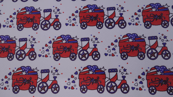 "Patriotic Train" Original Faux Leather sheet