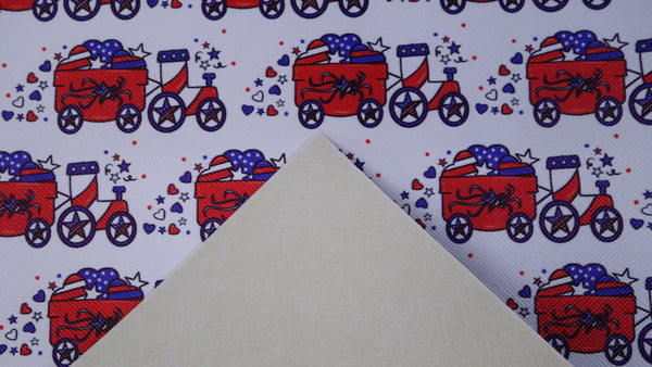 "Patriotic Train" Original Faux Leather sheet