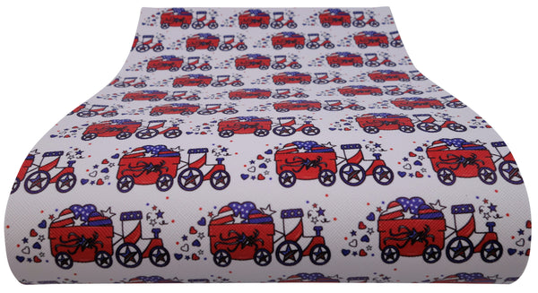 "Patriotic Train" Original Faux Leather sheet