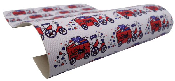 "Patriotic Train" Original Faux Leather sheet