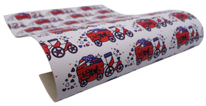 "Patriotic Train" Original Faux Leather sheet