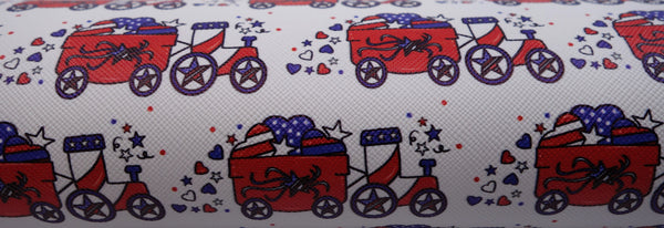 "Patriotic Train" Original Faux Leather sheet