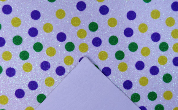 "Green Purple & Yellow Polka Dots" Fine Glitter Sheet - *IMPERFECT*