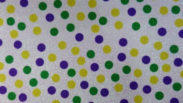 "Green Purple & Yellow Polka Dots" Fine Glitter Sheet - *IMPERFECT*