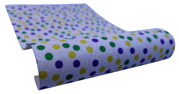 "Green Purple & Yellow Polka Dots" Fine Glitter Sheet - *IMPERFECT*