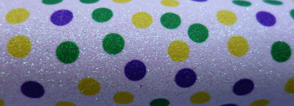 "Green Purple & Yellow Polka Dots" Fine Glitter Sheet - *IMPERFECT*