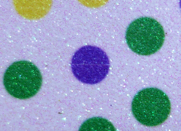 "Green Purple & Yellow Polka Dots" Fine Glitter Sheet - *IMPERFECT*