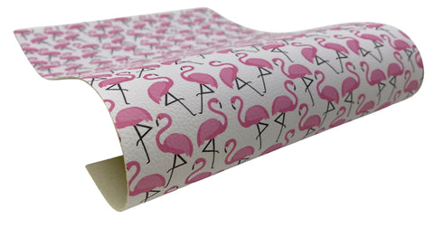 "Pink Flamingos" Textured Faux Leather Sheet