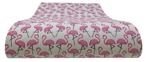 "Pink Flamingos" Textured Faux Leather Sheet