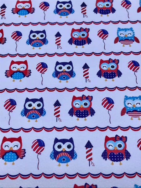 "Party in the USA Owls" Textured Faux Leather Sheet