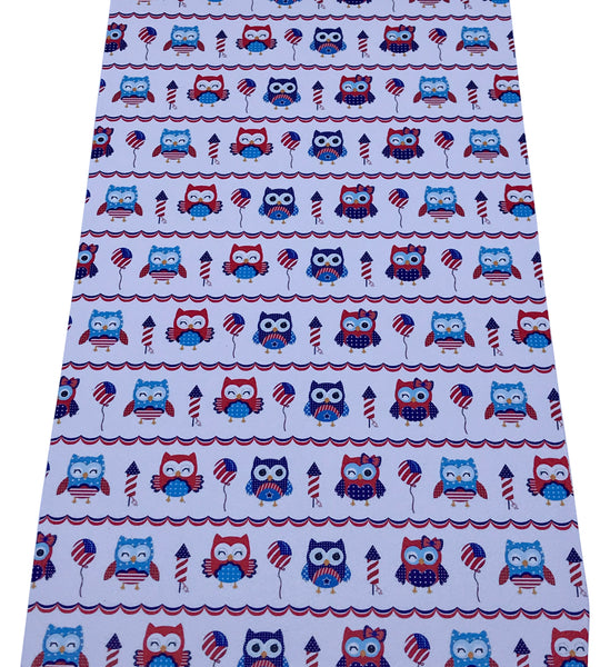 "Party in the USA Owls" Textured Faux Leather Sheet