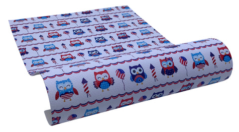 "Party in the USA Owls" Textured Faux Leather Sheet