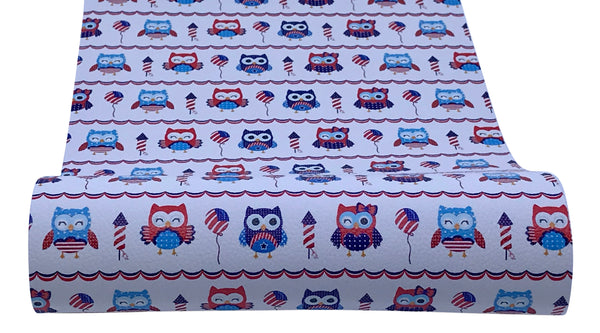 "Party in the USA Owls" Textured Faux Leather Sheet