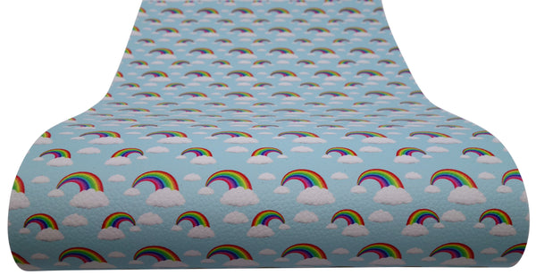 "Rainbows in the Light Blue Sky" Textured Faux Leather sheet