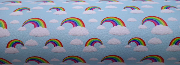 "Rainbows in the Light Blue Sky" Textured Faux Leather sheet