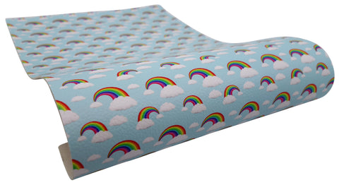 "Rainbows in the Light Blue Sky" Textured Faux Leather sheet