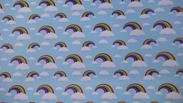 "Rainbows in the Light Blue Sky" Textured Faux Leather sheet