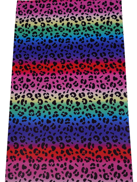 "Vivid Rainbow Background Animal Print" Textured Faux Leather sheet