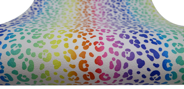 "Rainbow Animal Print" Textured Faux Leather sheet