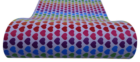 "Rainbow Hearts" Ultra Smooth Faux Leather Sheet - *IMPERFECT*