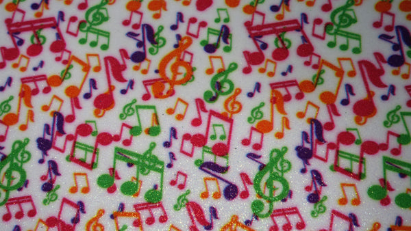 "Colorful Musical Notes" Fine Glitter sheet