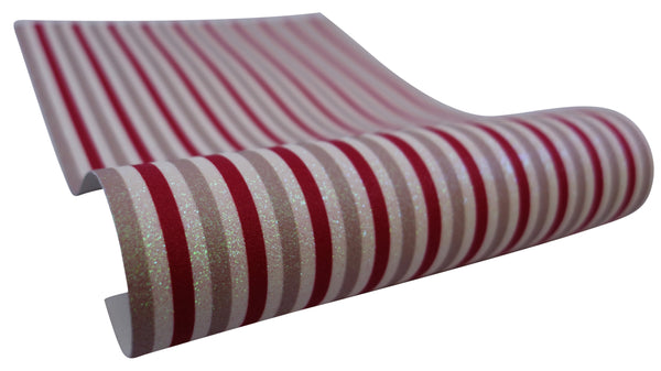 "Champagne & Red Stripes" Fine Glitter Sheet