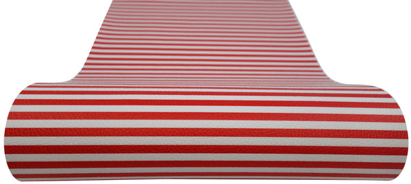 "Red & White Stripes" Textured Faux Leather sheet