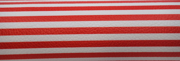 "Red & White Stripes" Textured Faux Leather sheet