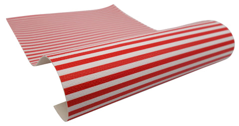 "Red & White Stripes" Textured Faux Leather sheet