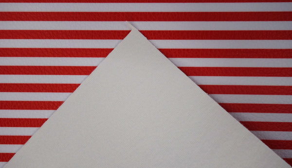 "Red & White Stripes" Textured Faux Leather sheet