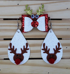 Craft of the Day: Reindeer Bow & Earrings Using Faux Leather & Glitter Sheets