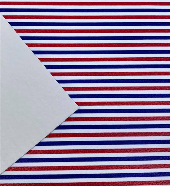 "Red, White & Blue Stripes" Textured Faux Leather Sheet