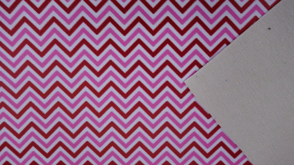 "Pink, Red, & White Chevron Print" Ultra Smooth Faux Leather Sheet