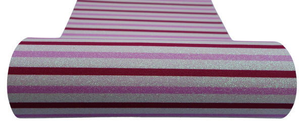 "Pink, Red & White Stripes" Fine Glitter Sheet