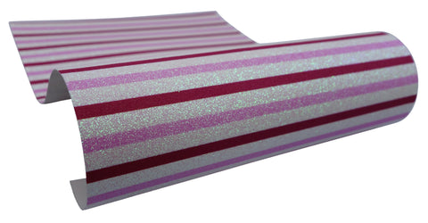 "Pink, Red & White Stripes" Fine Glitter Sheet