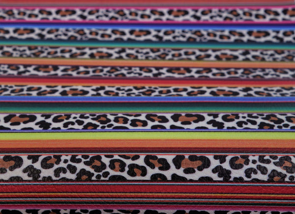 "Vivid Serape Leopard" Textured Faux Leather sheet