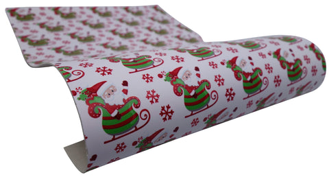 "Santa's Sleigh" Ultra Smooth Christmas Faux Leather sheet