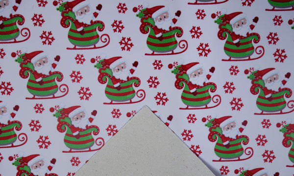 "Santa's Sleigh" Ultra Smooth Christmas Faux Leather sheet