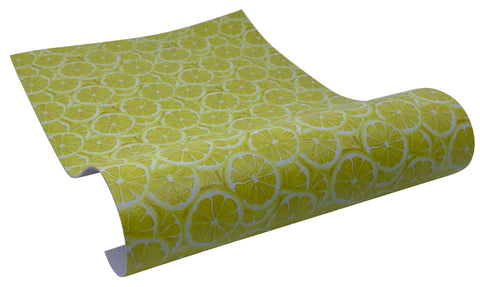 "Lemon Slices" Textured Faux Leather Sheet