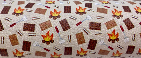 "S'mores & Campfires" Textured Faux Leather Sheet