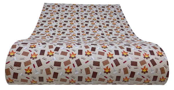 "S'mores & Campfires" Textured Faux Leather Sheet