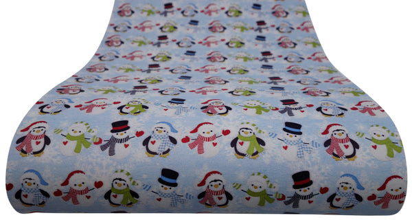 "Penguin and Snowman Friends" Classic Christmas Faux Leather sheets