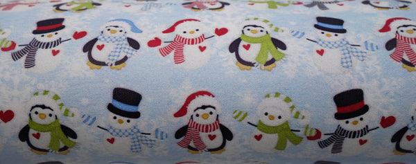 "Penguin and Snowman Friends" Classic Faux Leather sheet