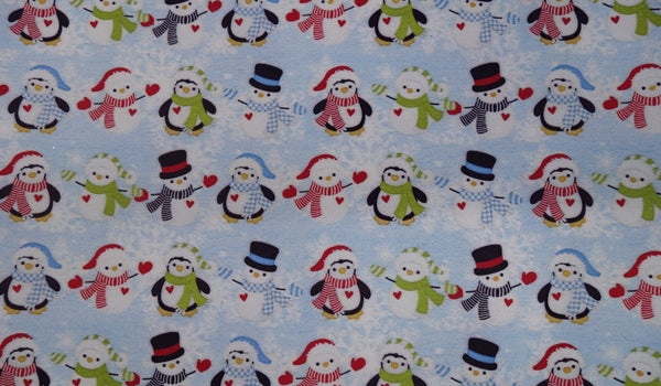 "Penguin and Snowman Friends" Classic Christmas Faux Leather sheets