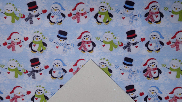 "Penguin and Snowman Friends" Classic Christmas Faux Leather sheets