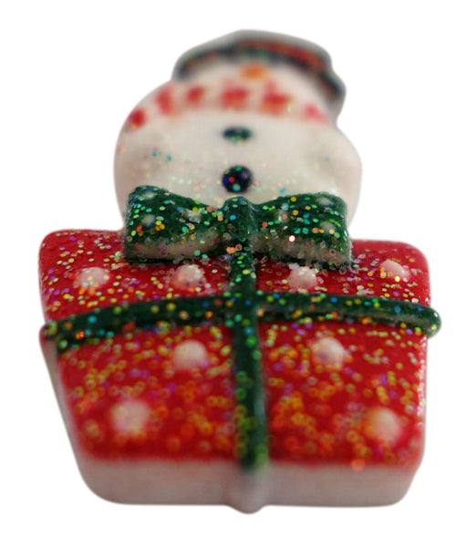 "Snowman Sitting On A Present" 3D Glitter Resin - CraftyTrain.com