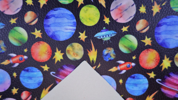 "Solar System" Textured Faux Leather Sheet