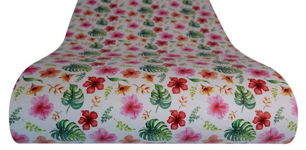 "Tropical Hibiscus" Ultra Smooth Faux Leather Sheet