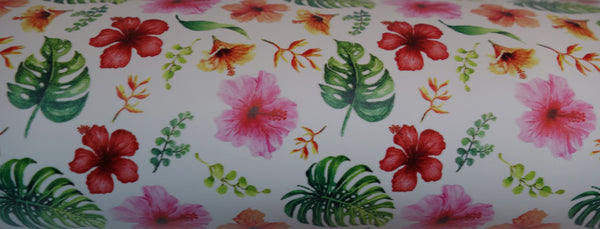 "Tropical Hibiscus" Ultra Smooth Faux Leather Sheet